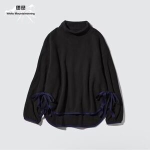 UNIQLO｜NWT White Mountaineering Mock Neck Fleece Side Slit Ribbon in Black Sz S
